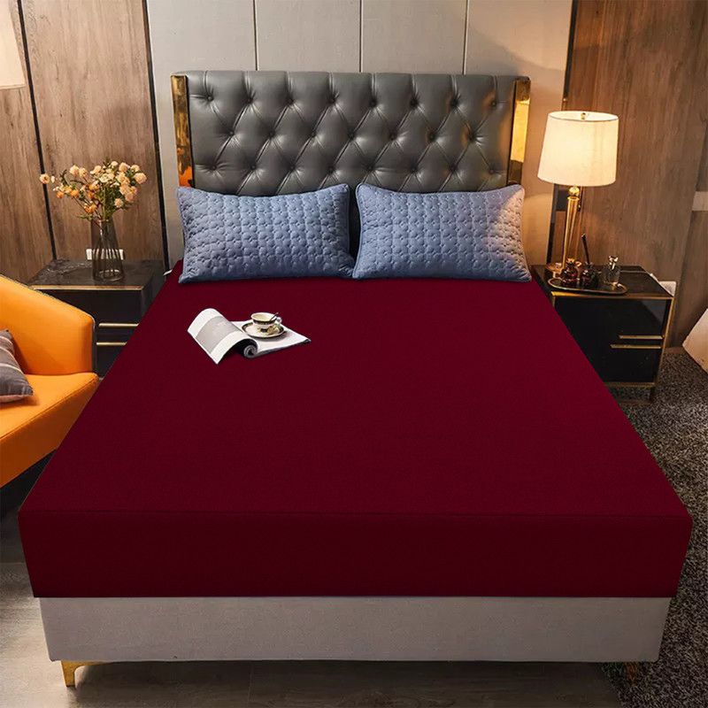 Dream Care Fitted Queen Size Waterproof Mattress Cover  (Maroon)