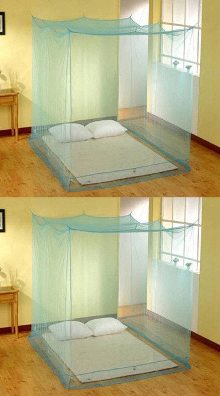 Hot Dealzz Nylon Adults Washable 2 Pcs. Nylon Adults single Bed lite Green color Mosquito Net 4x6 feet Mosquito Net  (Green, Bed Box)