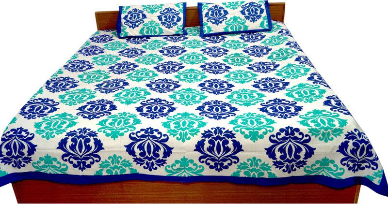 SHIKHA HANDICRAFT 280 TC Cotton Double Jaipuri Prints Flat Bedsheet  (Pack of 1, Multicolor)