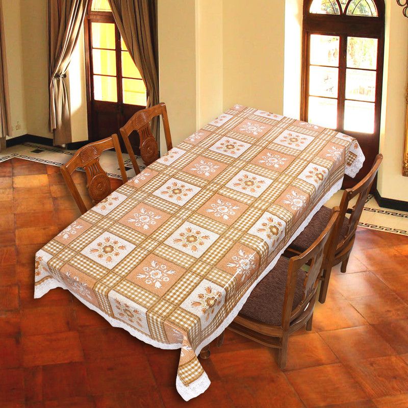 CASA FURNISHING Floral 6 Seater Table Cover  (MULTICOLUR, PVC)