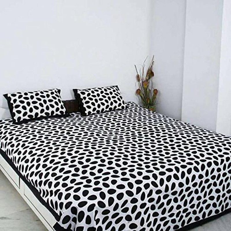 GUPTNATH 144 TC Cotton Double Jaipuri Prints Flat Bedsheet  (Pack of 1, Black)
