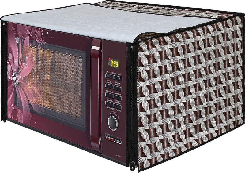 Glassiano Microwave Oven Cover  (Width: 49.53 cm, Silver::Brown)