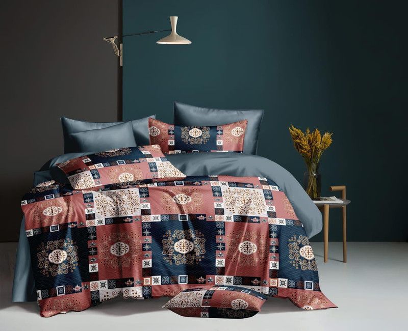 MOXIE 290 TC Microfiber Double Jaipuri Prints Flat Bedsheet  (Pack of 1, Multicolor)