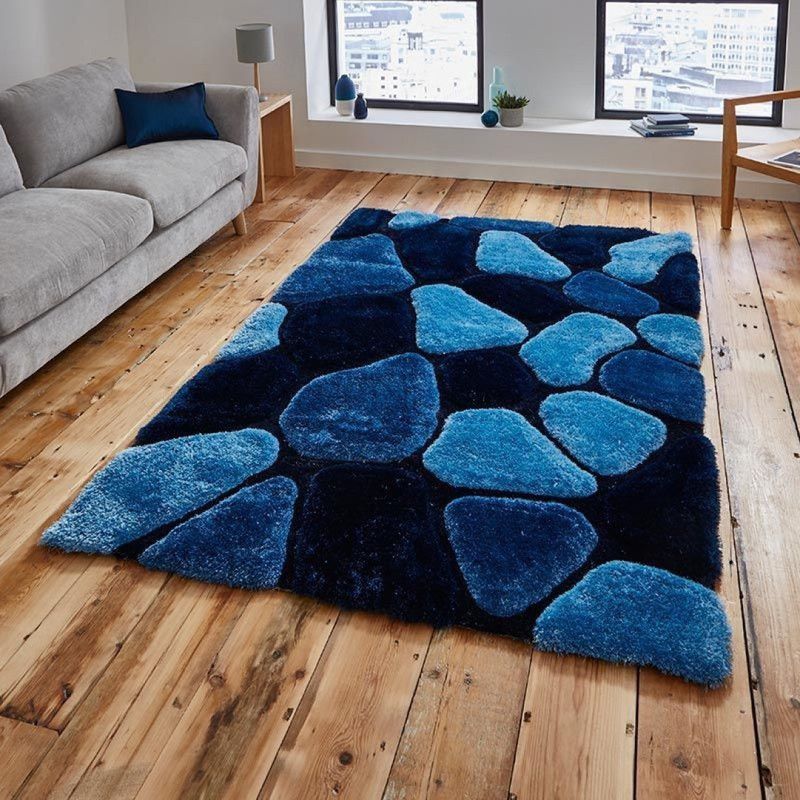 TRENDY KRAFT Blue Polyester Area Rug  (152 cm, X 213 cm, Rectangle)