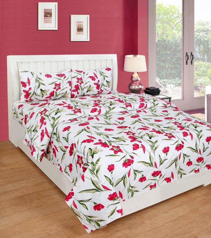 SHARMA ENTERPISES 140 TC Cotton Double Floral Flat Bedsheet  (Pack of 1, Multicolor)
