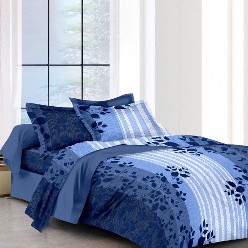 Bichhawan by Twinkle 144 TC Cotton King Printed Flat Bedsheet  (Pack of 1, Blue)