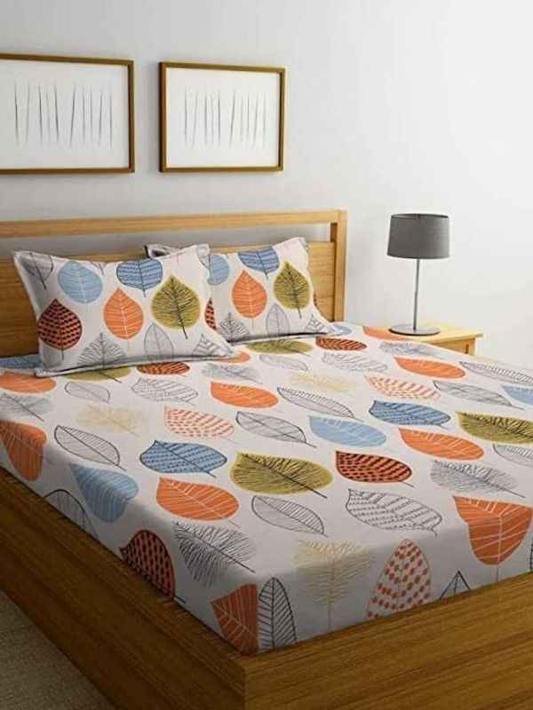 Rubix Home 144 TC Microfiber Queen Printed Flat Bedsheet  (Pack of 1, Multicolor)