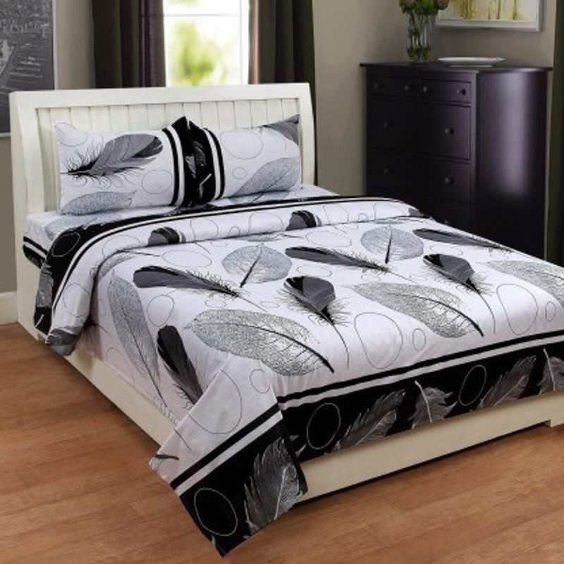 PBV GROUP Reversible Polycotton Double Bed Cover  (White)