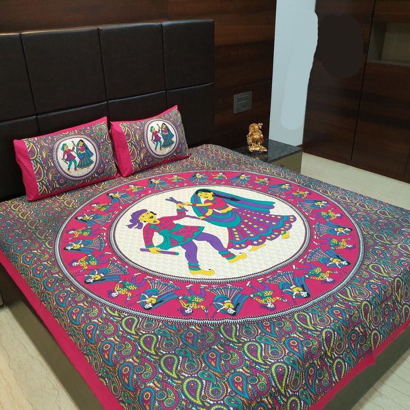 140 TC Microfiber Double Jaipuri Prints Bedsheet  (Pack of 1, Multicolor)