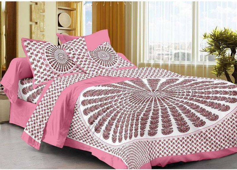 UNIQCHOICE 144 TC Cotton Double Abstract Flat Bedsheet  (Pack of 1, Multicolor)