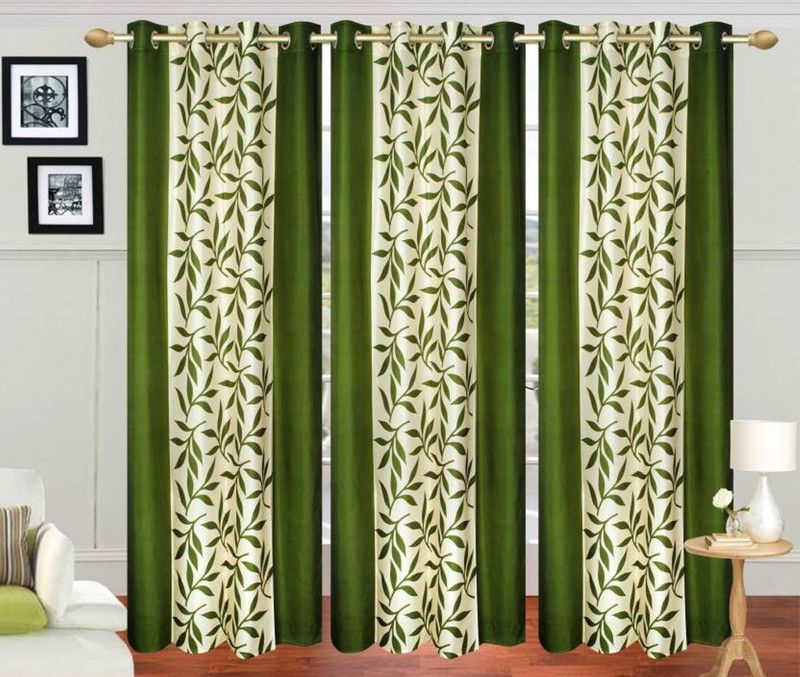 213 cm (7ft) Door Curtain  (Green, Pack of 3)