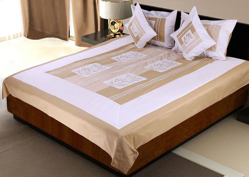 Indian Gift Emporium Polyester Double Bed Cover  (White)