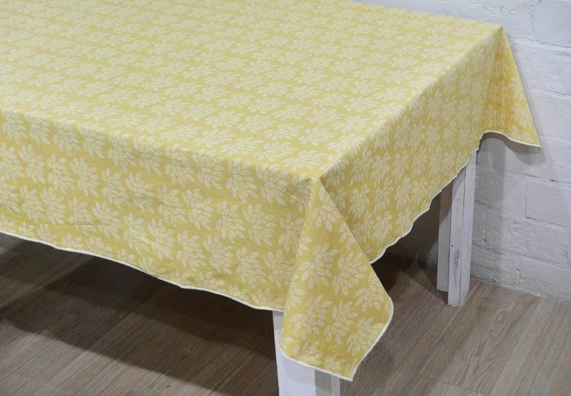 R Home Printed 6 Seater Table Cover  (Yellow, Cotton)