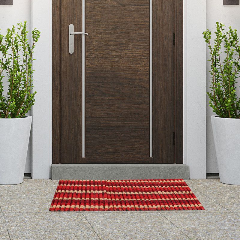 LIVIK Cotton Door Mat  (Red, Free)