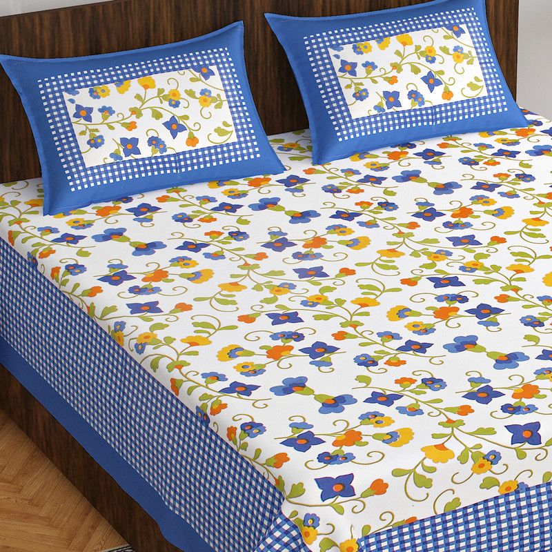 Aaysha 144 TC Cotton Double Printed Flat Bedsheet  (Pack of 1, Multicolor2)