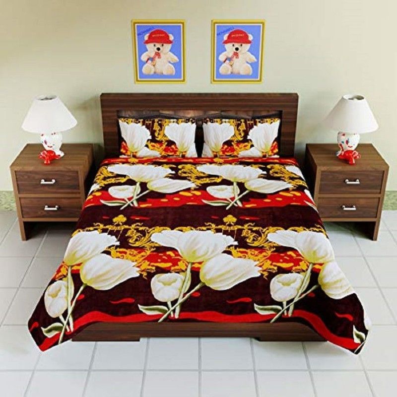 Kwality Collection 150 TC Polycotton Double Floral Flat Bedsheet  (Pack of 1, Multicolor)
