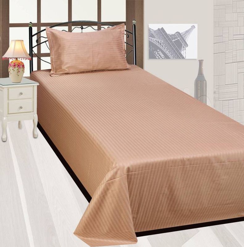 P.S Decor 230 TC Cotton Single Solid Flat Bedsheet  (Pack of 1, Gold)