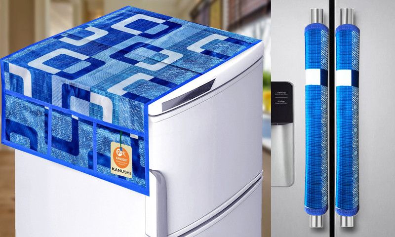 Comfort House Refrigerator Cover  (Width: 90 cm, Blue)