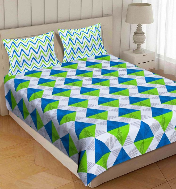 Sohibe Cotton Double Bed Cover  (Light Green)