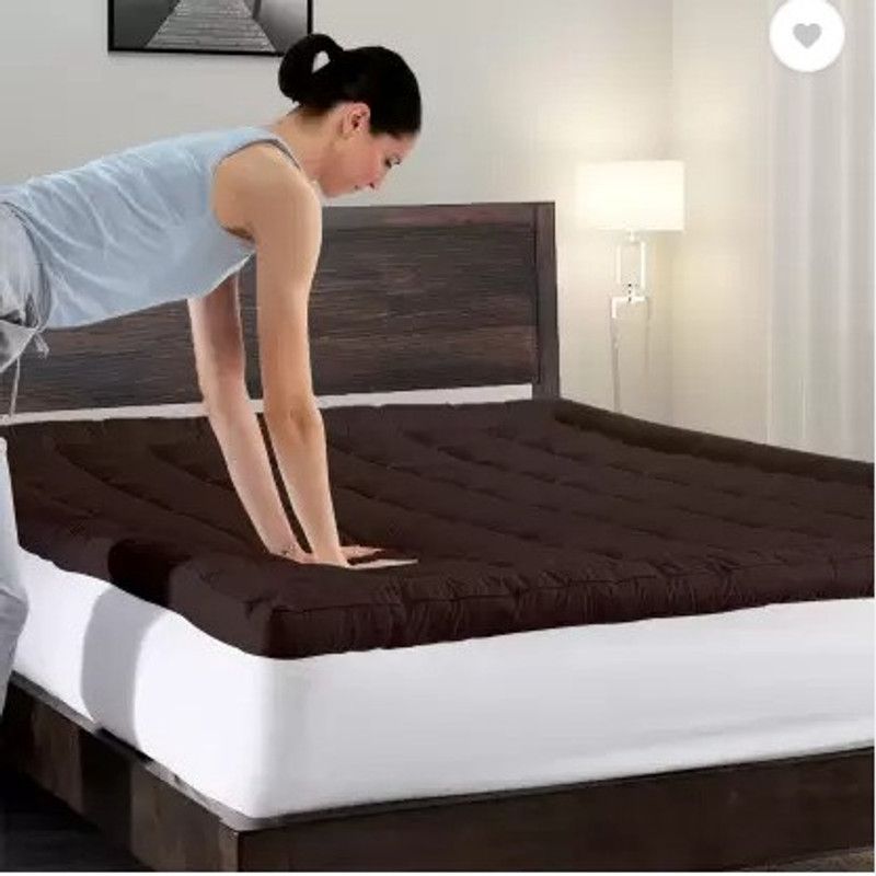PERASOLE Mattress Topper Double Size Waterproof Mattress Cover  (Brown)
