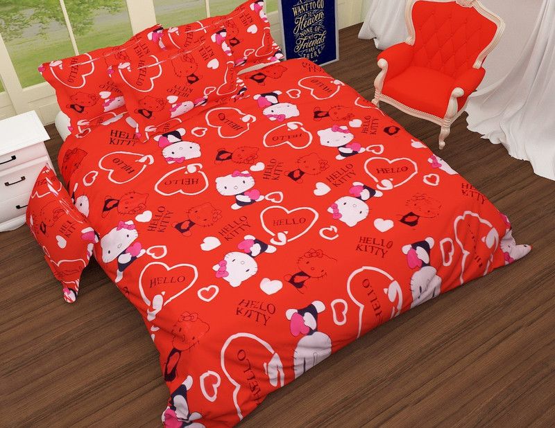 Decorum 204 TC Microfiber Double Printed Flat Bedsheet  (Pack of 1, Red)