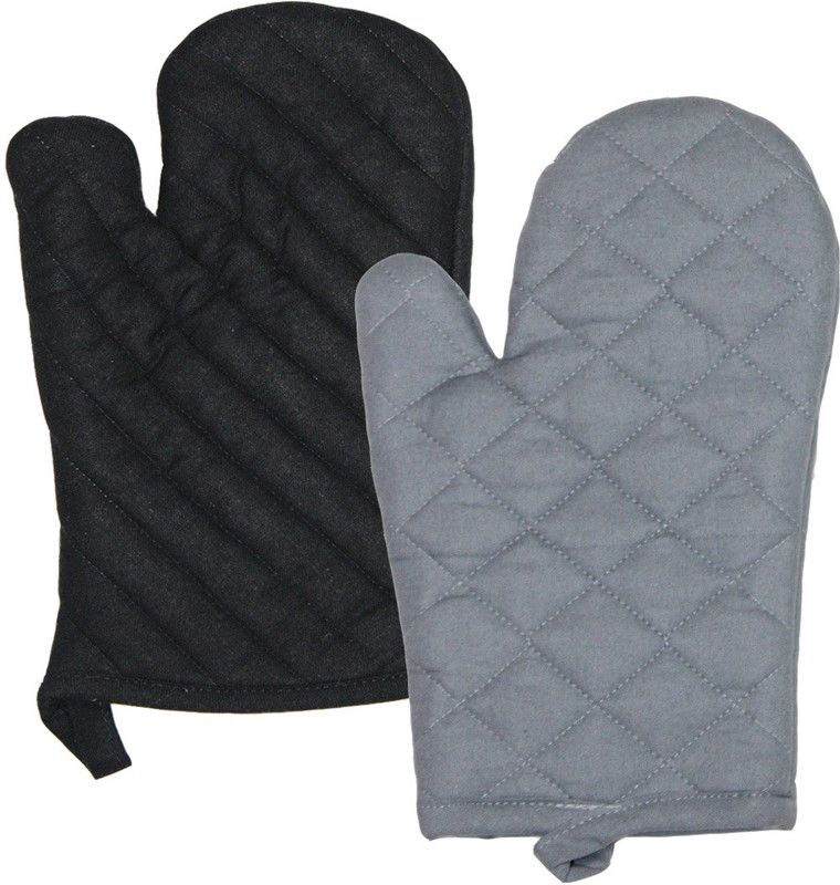 HFI Black, Grey Cotton Kitchen Linen Set  (Pack of 2)