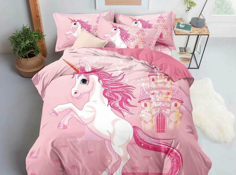 Skytex 120 TC Cotton Double Cartoon Flat Bedsheet  (Pack of 1, Pink, white)