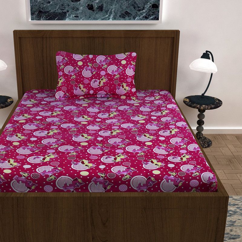 aahana home 120 TC Cotton Single Abstract Flat Bedsheet  (Pack of 1, Multicolor)