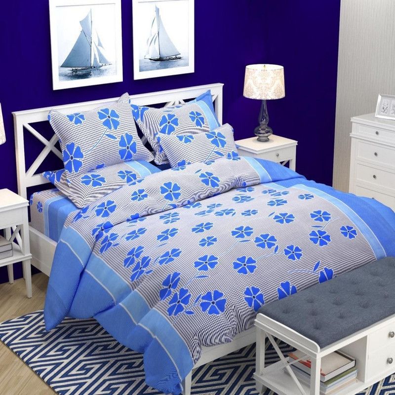 Decor Hut  152 TC Cotton Double Printed Flat Bedsheet  (Pack of 1, Multicolor)
