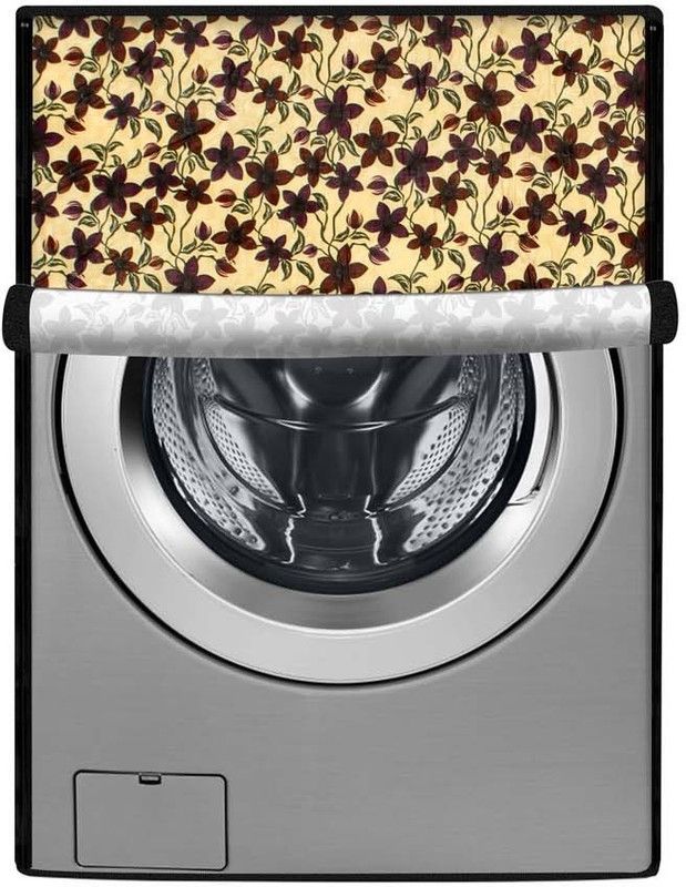 Stylista Front Loading Washing Machine Cover  (Width: 57 cm, Brown, Black)