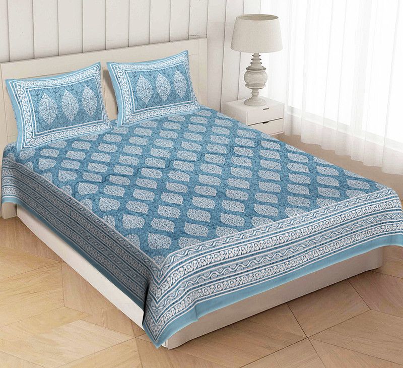 Cotton Double Bed Spread  (Grey, 1 Bedsheet, 2 Pillow Covers)