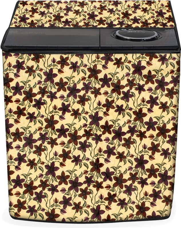 Stylista Top Loading Washing Machine Cover  (Width: 88 cm, Brown, Black)