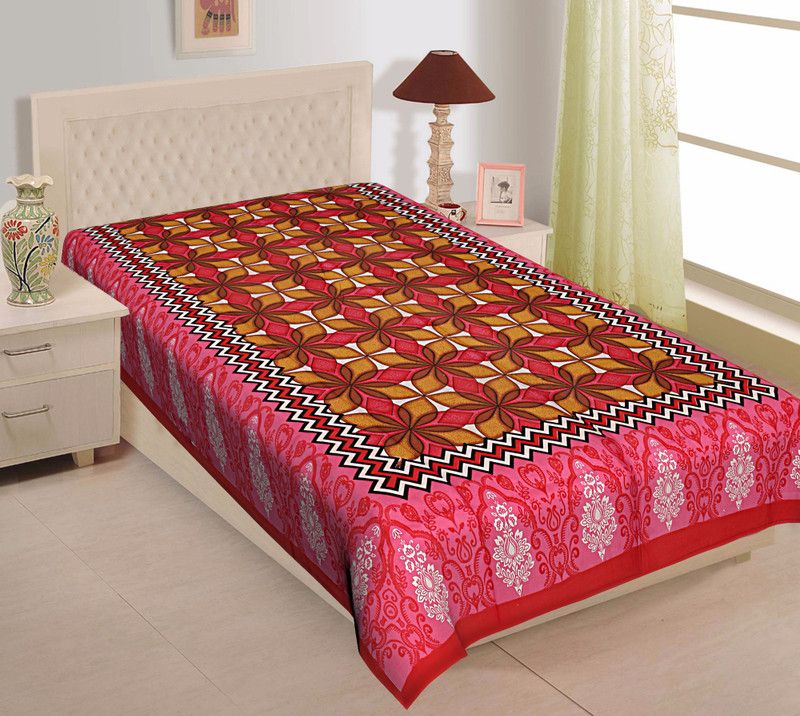 144 TC Cotton Single Bedsheet  (Pack of 1, Multicolor)