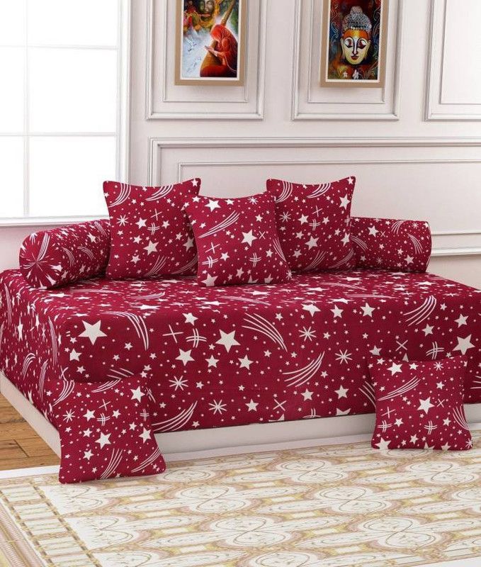Gurnoor Polycotton Abstract Diwan Set  (Maroon)
