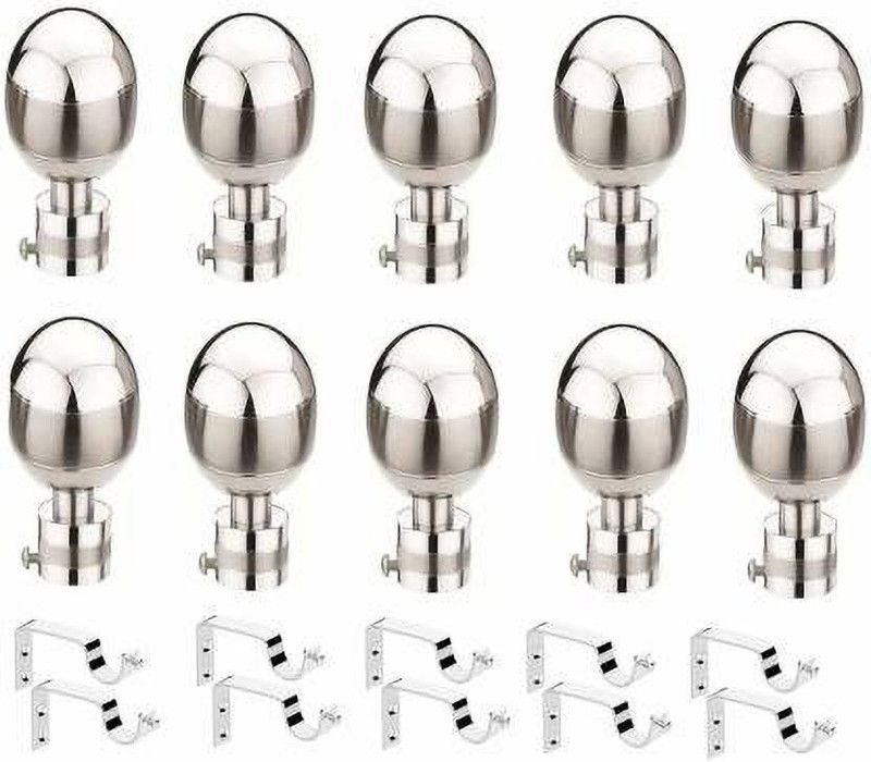 BABY Hardware Silver Rod Rail Bracket, Curtain Knobs Metal  (Pack of 20)
