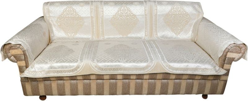 TANLOOMS Velvet Floral Sofa Cover  (Ivery Pack of 6)