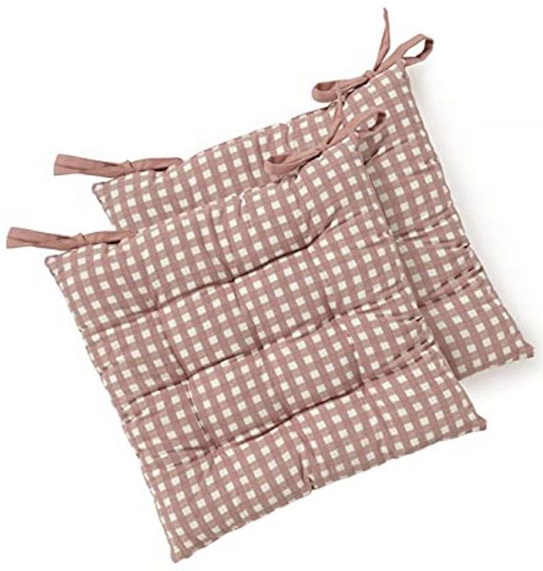 Cotton Trendy Plush Polyester Fibre Polka Chair Pad Pack of 1  (Pink)