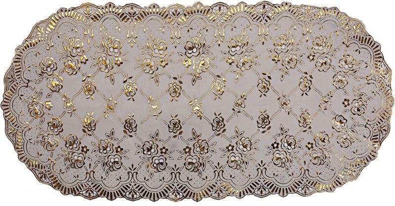 KUBER INDUSTRIES Gold 85 cm Table Runner  (Nylon)