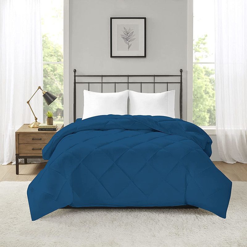 KAMLAM Solid Double Comforter for AC Room  (Microfiber, Navy Blue)