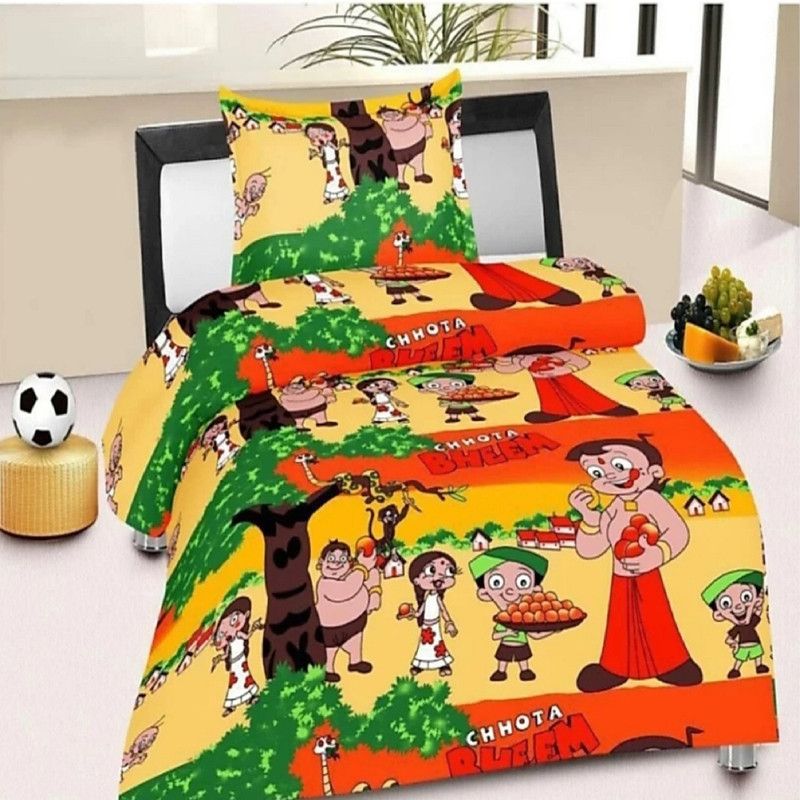 Panipat 144 TC Polycotton Single 3D Printed Flat Bedsheet  (Pack of 1, Yellow)