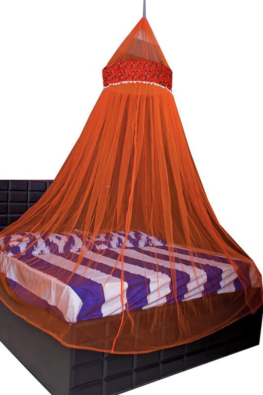 Creative Textiles Polyester Adults Washable FANCY Mosquito Net  (Orange, Ceiling Hung)