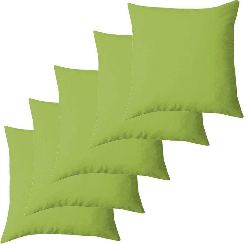 Jaipurlinen Microfibre Solid Cushion Pack of 5  (Olive Green)