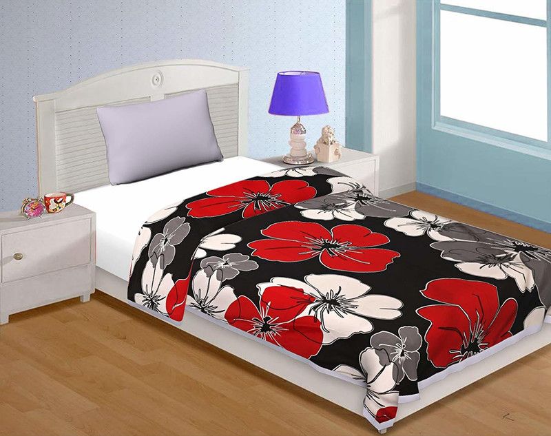 indicum Motifs, Printed, Floral, Paisley, Checkered Double AC Blanket for AC Room  (Poly Cotton, Black)