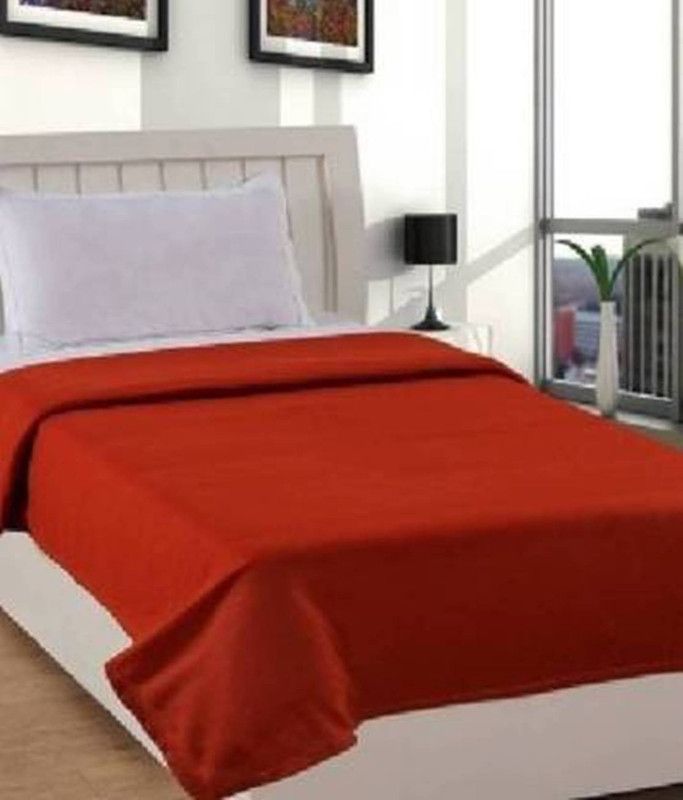Diamond Multiple Store Solid Single Fleece Blanket for Mild Winter  (Polyester, Orange)