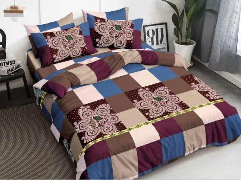 MUKHAKSH 400 TC Cotton King Floral Flat Bedsheet  (Pack of 1, Multicolor)