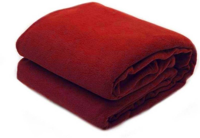 SpeedDecor Solid Double Fleece Blanket for AC Room  (Polyester, Red)