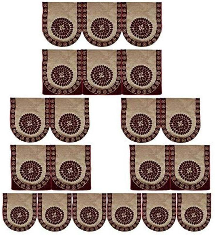 KINGLY Polyester Geometric Sofa Cover  (Maroon Pack of 9)