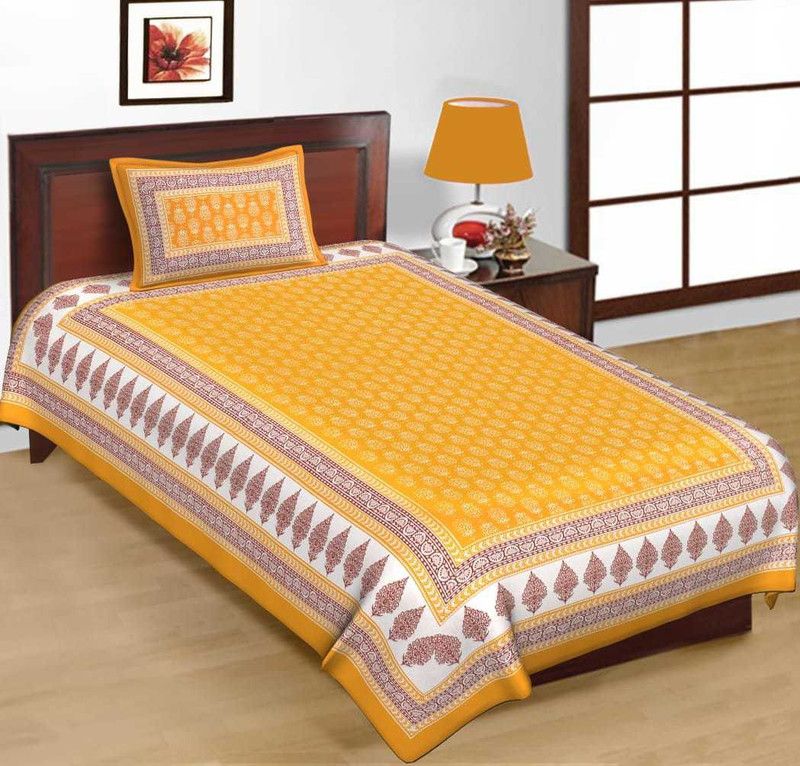 Cotton Single Bedsheet  (Pack of 1, Yellow1)