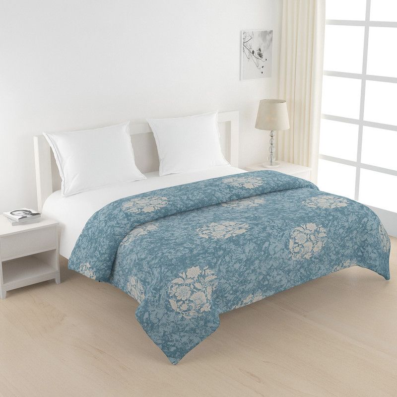 SWAYAM Floral Double Comforter for AC Room  (Cotton, Blue,White)
