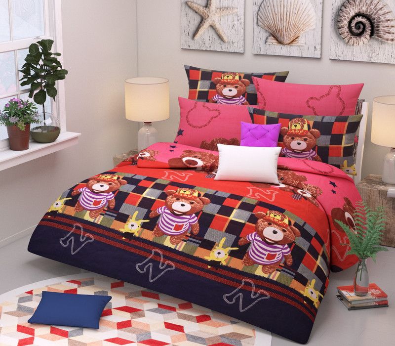 Miracle Home Decor 120 TC Cotton Double, Queen Abstract Flat Bedsheet  (Pack of 1, Multicolor)
